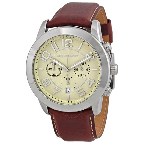 michael kors mercer watch leather strap mk8292|Michael Kors Mercer Chronograph Egg Shell Dial Stainless.